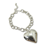 Puffy Heart Charm Link Bracelet – Silver · OBH5049RH_OZ _DSC9806