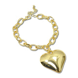 Puffy Heart Charm Link Bracelet – Gold · OBH5049GD_OZ _DSC9807