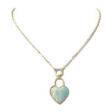 Stone Heart Lock Pendant Necklace – Gold/Amazonite · ONF5561GDAMZ_OZ _DSC9820