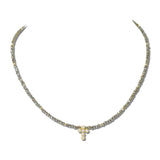 Dainty CZ Cross Beaded Necklace – Gold/Grey · ONH3982GDGY_OZ _DSC9826