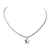 Faceted Metal Bead Star Charm Necklace – Silver · ONH5302RH_OZ _DSC9830