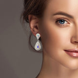 108116, TEARDROP CUBIC ZIRCONIA ACCENT CRYSTAL RHINESTONE DANGLE EARRING