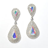 108116, TEARDROP CUBIC ZIRCONIA ACCENT CRYSTAL RHINESTONE DANGLE EARRING