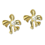 108612, PEARL ACCENT FLOWER STUD EARRING