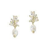 108120, DAINTY FRESHWATER PEARL WITH CUBIC ZIRCONIA ACCENT EARRING