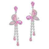 108101, BUTTERFLY CUBIC ZIRCONIA ACCENT DANGLE EARRING