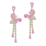 108101, BUTTERFLY CUBIC ZIRCONIA ACCENT DANGLE EARRING