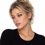 114632, 24K GOLD TONE LARGE HAMMERED OPEN HOOP EARRINGS