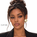 114615, PEARL BEAD GEM CLIP ON EARRINGS