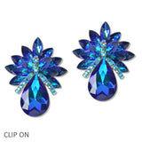 108454, TEARDROP MARQUISE ACCENT RHINESTONE CLIP ON EARRING