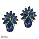 108454, TEARDROP MARQUISE ACCENT RHINESTONE CLIP ON EARRING