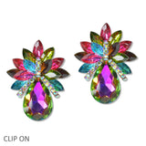 108454, TEARDROP MARQUISE ACCENT RHINESTONE CLIP ON EARRING