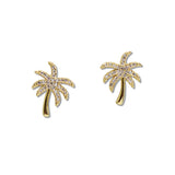 108323, PALM TREE CUBIC ZIRCONIA STUD EARRING