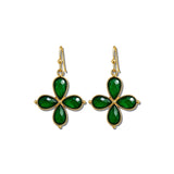Faceted Teardrop Clover Earrings – Gold/Green · EW20108GRN_WT EW20108 GRN