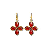 Faceted Teardrop Clover Earrings – Gold/Red · EW20108RED_WT EW20108 RED