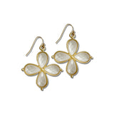 Faceted Teardrop Clover Earrings – Gold/White · EW20108WHT_WT EW20108 WHT