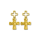 Hammered Double Cross Dangle Earrings – Gold · EW3605GD_WT EW3605 GD