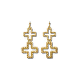 Textured Double Cross Drop Earrings – Gold · EW3676GD_WT EW3676 GD