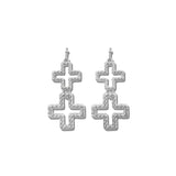 Textured Double Cross Drop Earrings – Silver · EW3676SV_WT EW3676 SV