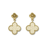 Faux Leather Clover Drop Earrings – Gold/Ivory · EW72247IV_WT EW72247 IV