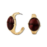 Marbled Stone Hammered Hoop Earrings – Gold/Burgundy · EW73079BUR_WT EW73079 BUR