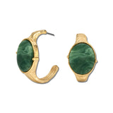 Marbled Stone Hammered Hoop Earrings – Gold/Green · EW73079GRN_WT EW73079 GRN