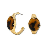 Marbled Stone Hammered Hoop Earrings – Gold/Leopard · EW73079LEO_WT EW73079 LEO