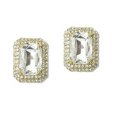 108720, GEOMETRIC RECTANGLE RHINESTONE STUD EARRING