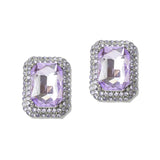 108721, GEOMETRIC RECTANGLE RHINESTONE STUD EARRING
