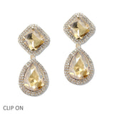 107955, GEOMETRIC ACCENT CRYSTAL RHINESTONE DANGLE CLIP ON EARRING