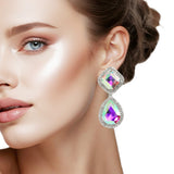107955, GEOMETRIC ACCENT CRYSTAL RHINESTONE DANGLE CLIP ON EARRING