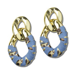 GME170-2 GME170-2 · Leopard Print Denim Wrapped Chain Link Drop Earrings – 2