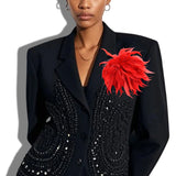 GMPN-07-3 GMPN-07-3-MODEL · Feathered Starburst Statement Brooch – RED-2