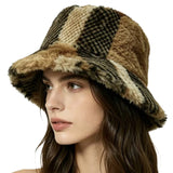 Faux Fur Patchwork Bucket Hat – Tan · H3371TAN H3371