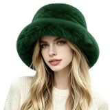 Fluffy Faux Fur Bucket Hat – Green · H3539GREEN H3539 GREEN