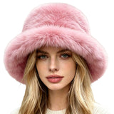 Fluffy Faux Fur Bucket Hat – Pink · H3539PINK H3539 PINK