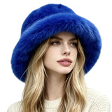 Fluffy Faux Fur Bucket Hat – RBLUE · H3539RBLUE H3539 R.BLUE