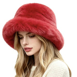 Fluffy Faux Fur Bucket Hat – Red · H3539RED H3539 RED