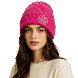 Sparkle Accent Cuffed Knit Beanie – Hot Pink · H3541HPINK H3541 H.PINK