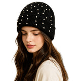 Embellished Ribbed Knit Cuff Beanie – Black · H3542BLACK H3542 BLACK