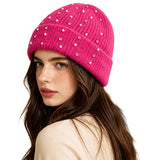 Embellished Ribbed Knit Cuff Beanie – Hot Pink · H3542HPINK H3542 H.PINK