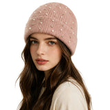 Embellished Ribbed Knit Cuff Beanie – Mauve · H3542MOUVE H3542 MOUVE