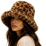 Spot Print Faux Fur Bucket Hat – Tan · H3544TAN H3544 TAN