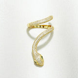 90446, GREEN EYE "SIZE 8" SNAKE CUBIC ZIRCONIA RING