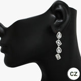90543, MULTI CUBIC ZIRCONIA DROP DANGLE EARRING, WEDDING, BRIDAL, PROM
