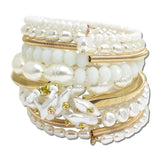 Multi Layered Pearl And Ribbed Wire Spiral Wrap Bracelet – Gold/Cream · JB10484GCR_JK IMG_6105