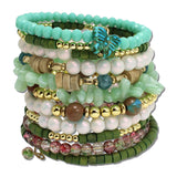 114403, MULTI LAYERED TEXTURED BEADED WIRE SPIRAL WRAP BRACELET