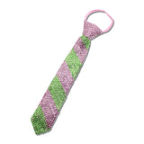 Sorority Adjustable Striped Rhinestone Tie Necklace – Pink/Green · SF-0167-PKGR IMG_6183