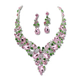 109770, SORORITY ELEGANT CRYSTAL TEARDROP ACCENT EVENING NECKLACE SET