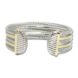 14K Gold Plated Twisted Cable Open Cuff Bracelet – Two Tone · JH320-2T_IM IMG_6204